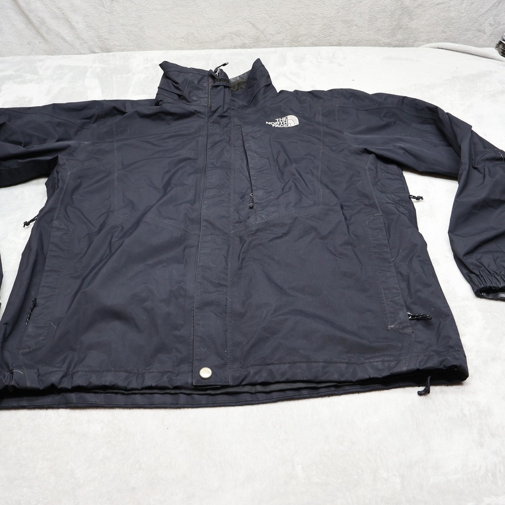 North Face Jacket Mens Large Black Full Zip Waterproof Wind Rain 3in1 Shell